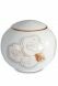 Urna para cenizas de porcelana 'Sfera' - Rosas elegantes con cobre y oro