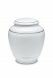 Mini urna funeraria de porcelana 'Classica' | Blanco mate con doble borde color platino
