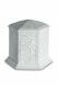 Urna funeraria de porcelana 'Esagono' | Hojas color platino mate