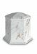 Mini urna funeraria de porcelana 'Esagono' | Mármol de Carrara con vetas doradas