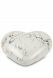 Urna funeraria corazón semi-de pie de porcelana blanco con matices dorados
