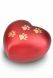 Urna para mascotas de corazón roja mate con huellas, diferentes tamaños