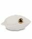 Miniurna cerámica hoja blanca con corazón oro