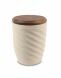 Urna funeraria de cerámica 'Twist' beige con tapa de nogal