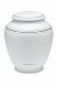 Urna funeraria de porcelana 'Classica' | Blanco mate con doble borde color platino