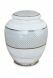 Urna funeraria de porcelana 'Classica' | Tréboles de cuatro hojas con doble borde color platino