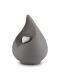 Urna funeraria en forma de lágrima de porcelana ‘Celest’ - gris con corazoncito blanco