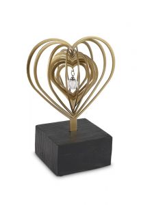 Urna escultura 'Corazón' oro con colgante para cenizas