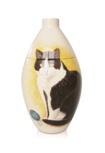 Miniurna pintada a mano gato negro/blanco