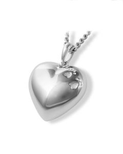 Joyería para ceniza en plata (925) 'Corazon' con huellas de patas