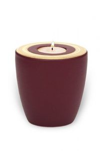 Mini urna para cenizas de cerámica 'Luna' con portavela mora roja
