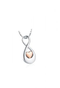 Colgante para cenizas 'Infinito' con corazón de oro rosa