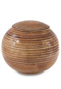 Urna para cenizas de porcelana 'Sfera' - Marrón óxido - pintada a mano
