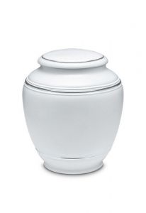 Mini urna funeraria de porcelana 'Classica' | Hojas color platino mate