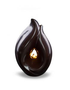 Urna portavelas Flame of Memory - marrón chocolate con acento nacarado