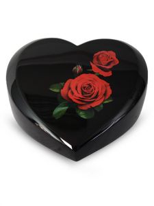 Urna fibra de vidrio corazón con rosas rojas