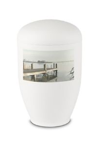 Urna fotográfica de acero con imagen personalizada - blanca