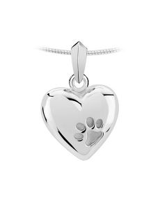 Joyería para ceniza plata 'Corazón con huella de pata'