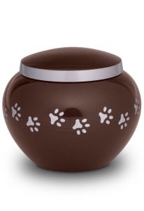 Urna mascota marrón con huellas | pequeño