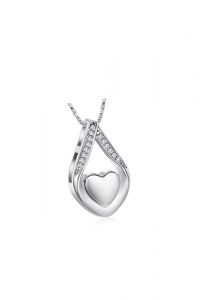 Colgante para cenizas con circonitas y corazón plateado