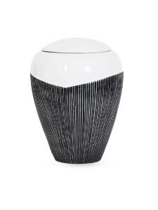 Urna fibra de vidrio 'Striee' blanco y negro