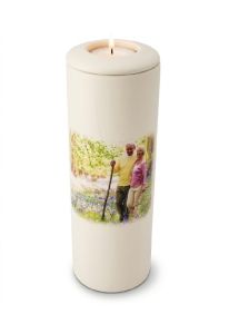 Urna funeraria cilíndrica con imagen, personalizable