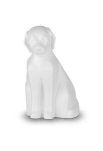 Urna para perro de cerámica blanco satinado