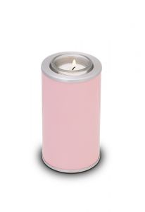 Miniurna latón con vela rosa