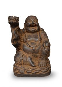 Urna bronce Buda sonriendo con vela