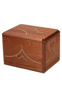 Urna funeraria de madera caoba con piedra zirconia