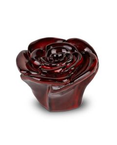 Mini urna funeraria de cerámica «Rosa eterna» rojo oscuro