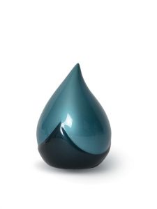 Mini urna de fibra de vidrio 'Gota de lágrima' azul