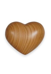 Mini urna para cenizas corazón cerezo lacado satinado
