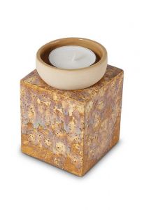 Urna pequeña de cerámica con portavela | ámbar