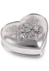Miniurna corazón de peltre flores larga