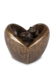 Miniurna bronce gato 'Siempre en mi corazón'