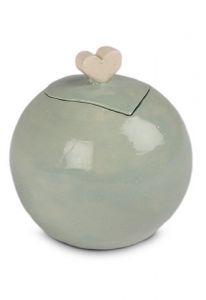 Mini urna para cenizas cerámica verde gris 'Love' con corazón