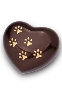 Urna mascota marrón con huellas