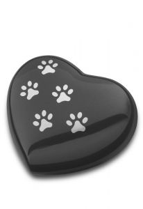 Urna mascota corazón gris con huellas