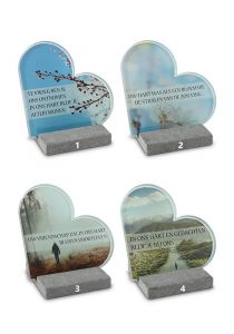 Memorial corazón con placa de vidrio | motivos diferentes