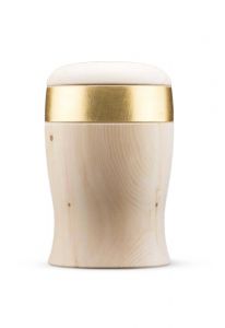 Urna funeraria de madera de pino 'Cielo' con banda de oro