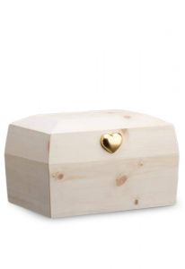 Urna funeraria de madera de pino 'Ricordo' con corazón de oro