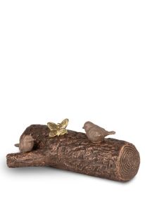 Urna funeraria pequeña de cerámica “Pacífico en la naturaleza” acabado bronce