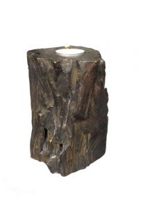 Mini-urne funéraire bronze tronc d'arbre avec bougie