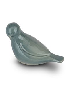Mini urna funeraria de cerámica « Whistling Bird » turquesa