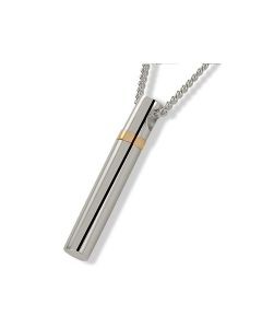 Joyería para ceniza en plata (925) tubo con una arandela de oro