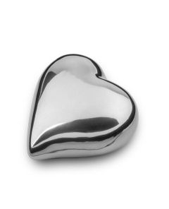 Mini urna funeraria de cerámica en forma de corazón, acabado plateado