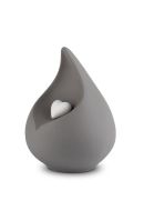 Mini urna lágrima de porcelana ‘Celest’ - gris con corazoncito blanco