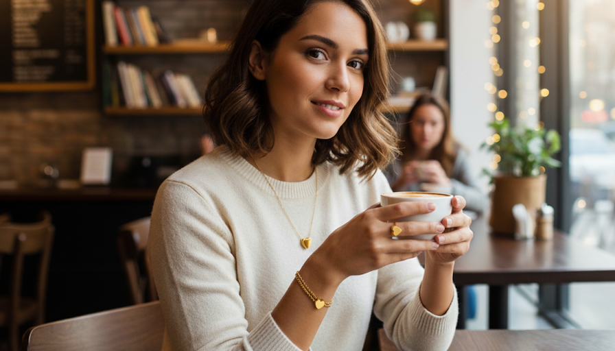 Siempre cerca: el conjunto de joyas conmemorativas en plateado y dorado con corazón